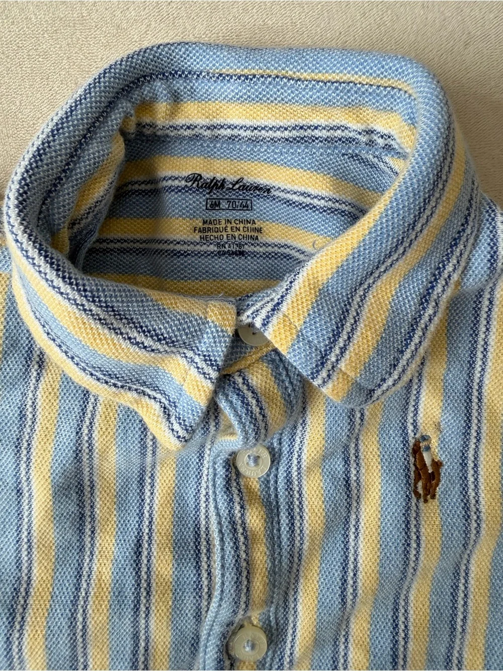 Ralph Lauren Blue & Yellow Striped Button-Down Romper